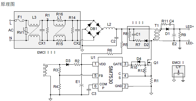 SM7530_高功率因數LED恒流芯片