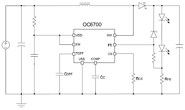 OC6700內置_MOS直流升壓_LED恒流驅動器